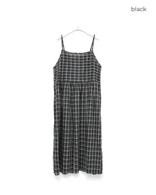 Checked long camisole dress