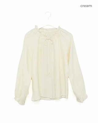 Frill neck ribbon strap blouse