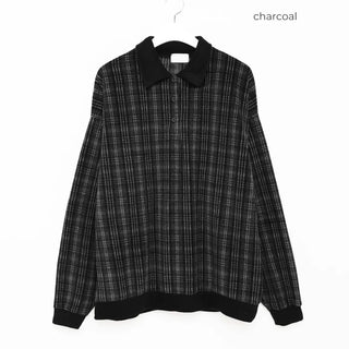 (Unisex) Polo Neck Tartan Check Fleece