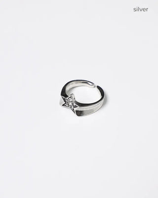 Black Star Stone Silver Ring