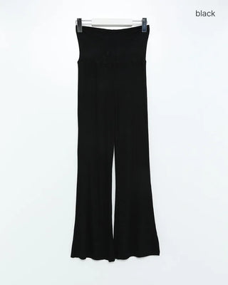 Low-rise ribbed wide-leg pants