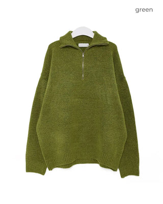 Half-neck zip-up knit