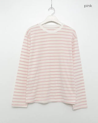Simple striped round neck long sleeve T-shirt