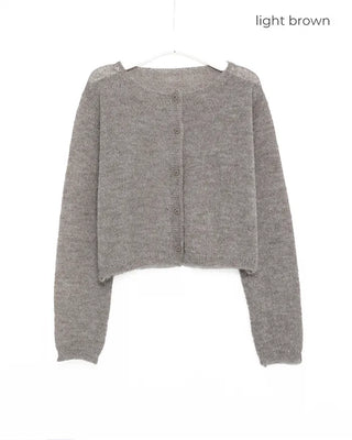 Simple round neck cropped cardigan
