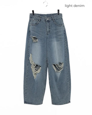 Three Vintage Distressed Wide Denim Pants