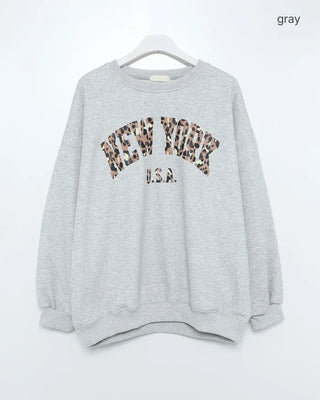 Leopard lettering sweatshirt