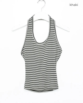 Striped volter neck cropped top