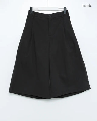 Pintuck elastic waist cotton Bermuda shorts