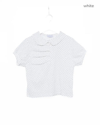 Dot Shirring Short-Sleeve T-Shirt