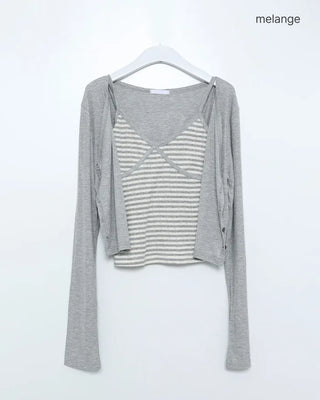 Striped camisole and cardigan set