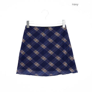 Checkered elastic waist mini skirt