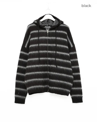 2-way Mohair Border Hooded Cardigan