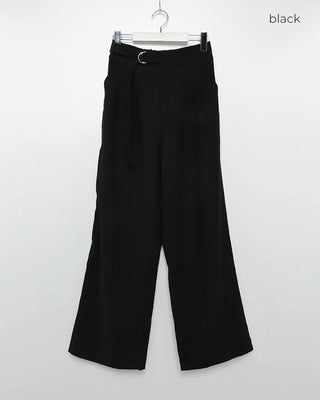 Belted back elastic waist slacks