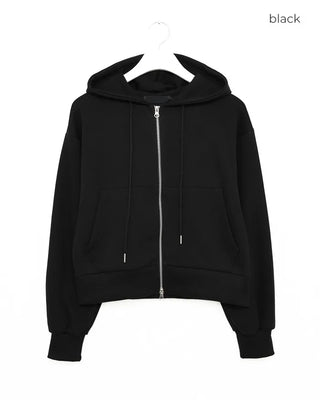Cropped double-zip hoodie