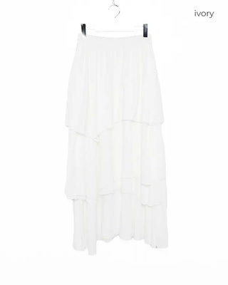 Asymmetrical tiered banded long skirt