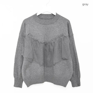 Pleated organza layered knit