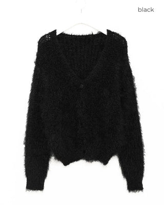 Fur knit cardigan