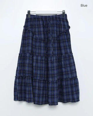 Checked vintage long skirt