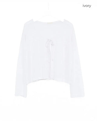 Ribbon knot sheer knit cardigan
