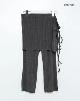 Wrap skirt & ribbed capri pants set