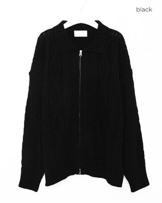 (Unisex) Double Zip-Up Fisherman Knit