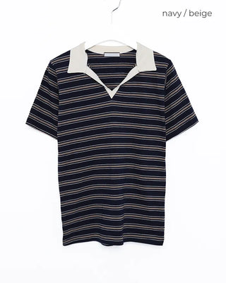 Color border half-sleeve T-shirt