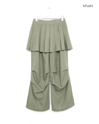 Pleated skirt wide slacks