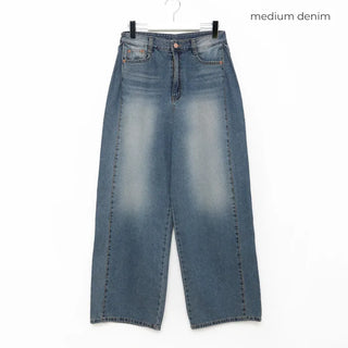 Side pintuck wide denim pants