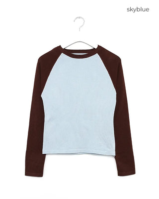 Raglan sleeve color-point knit
