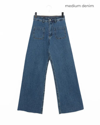 Patch pocket denim pants