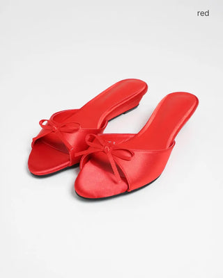 Ribbon satin open-toe sandals
