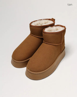 Inner fleece ankle-cut high-sole sheepskin boots