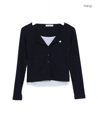 Layered pendant point cardigan