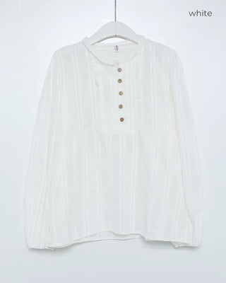 Round neck frill detail blouse