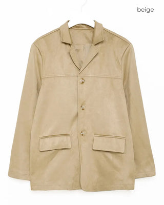 Loose-fit suede jacket