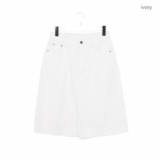 High-waisted cotton Bermuda shorts