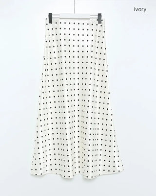 Polka Dot Satin Long Skirt