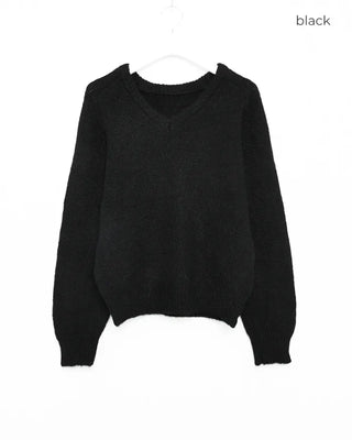 V-neck angora knit
