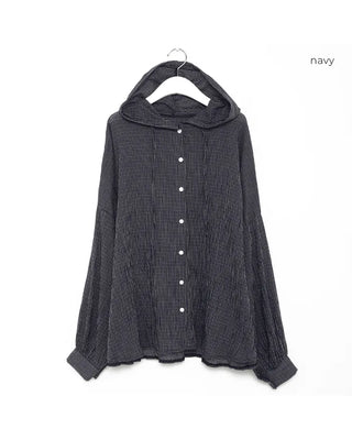 Checked hooded shirt