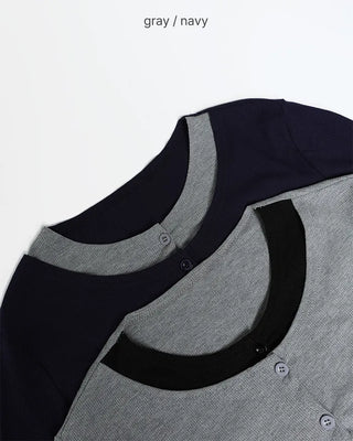 Shirt-layered cardigan
