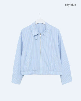High-neck striped pattern blouson