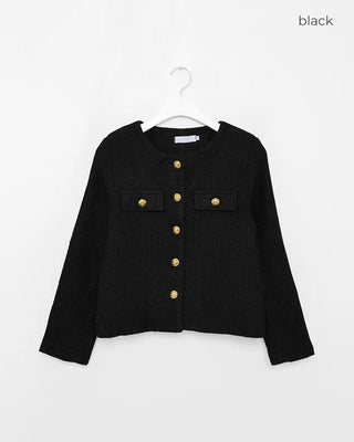 Gold button round tweed jacket