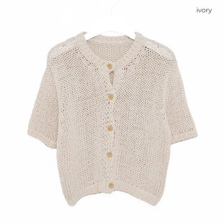 Short-sleeved knit cardigan