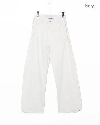 Back embroidered wide cotton pants