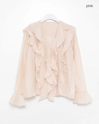 Ruffled V-neck blouse