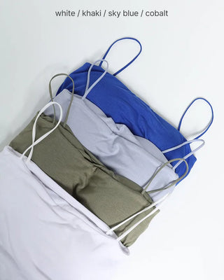 Camisole with built-in cups and side shirring
