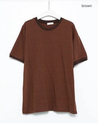 Thin striped ringer T-shirt