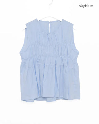 Shirred sleeveless blouse
