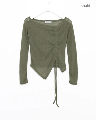 Side-shirred off-shoulder knit
