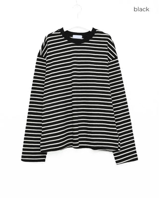 Round neck striped long-sleeve T-shirt